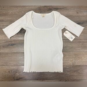 NWT Billabong Cream Ribbed Square Neck Top